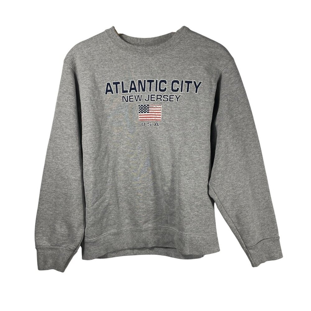 Fruit & Loom Men's Atlantic City New Jersey USA Pullover Sweatshirt Gray Size S